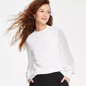 Cece Mock Neck Contrast Long Sleeve Sweater medium